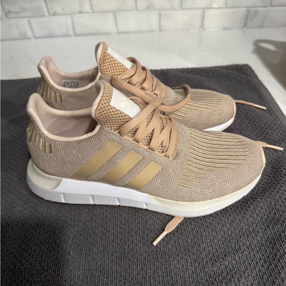 adidas Tan and Gold Athletic Shoes